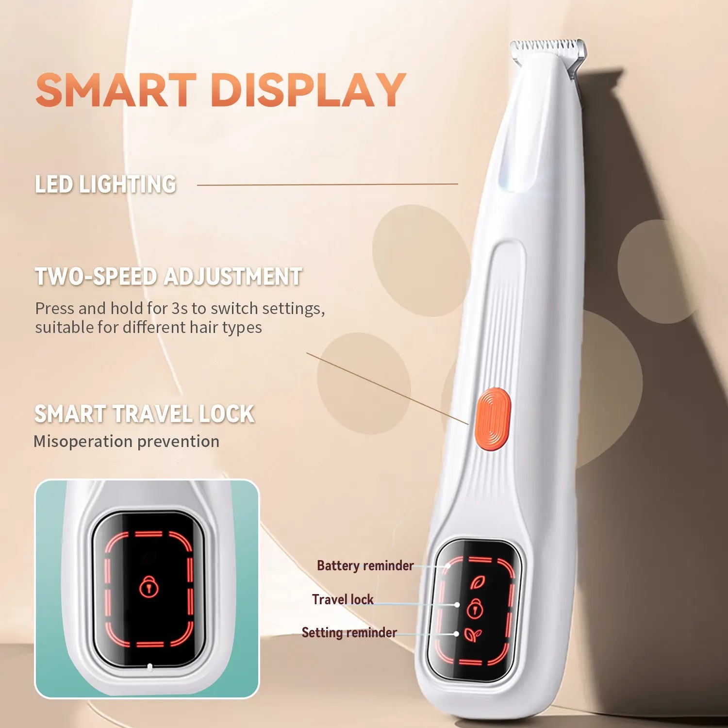 2026 New Pet Precision with LED Light Low Noise IP68 Waterproof Dual-Speed Motor 18Mm Blade 5000-6000 RPM Ultra Quiet 40Db Safe Trimming for Sensitive Zones Trimmer Hair Professional Dog Set Cat