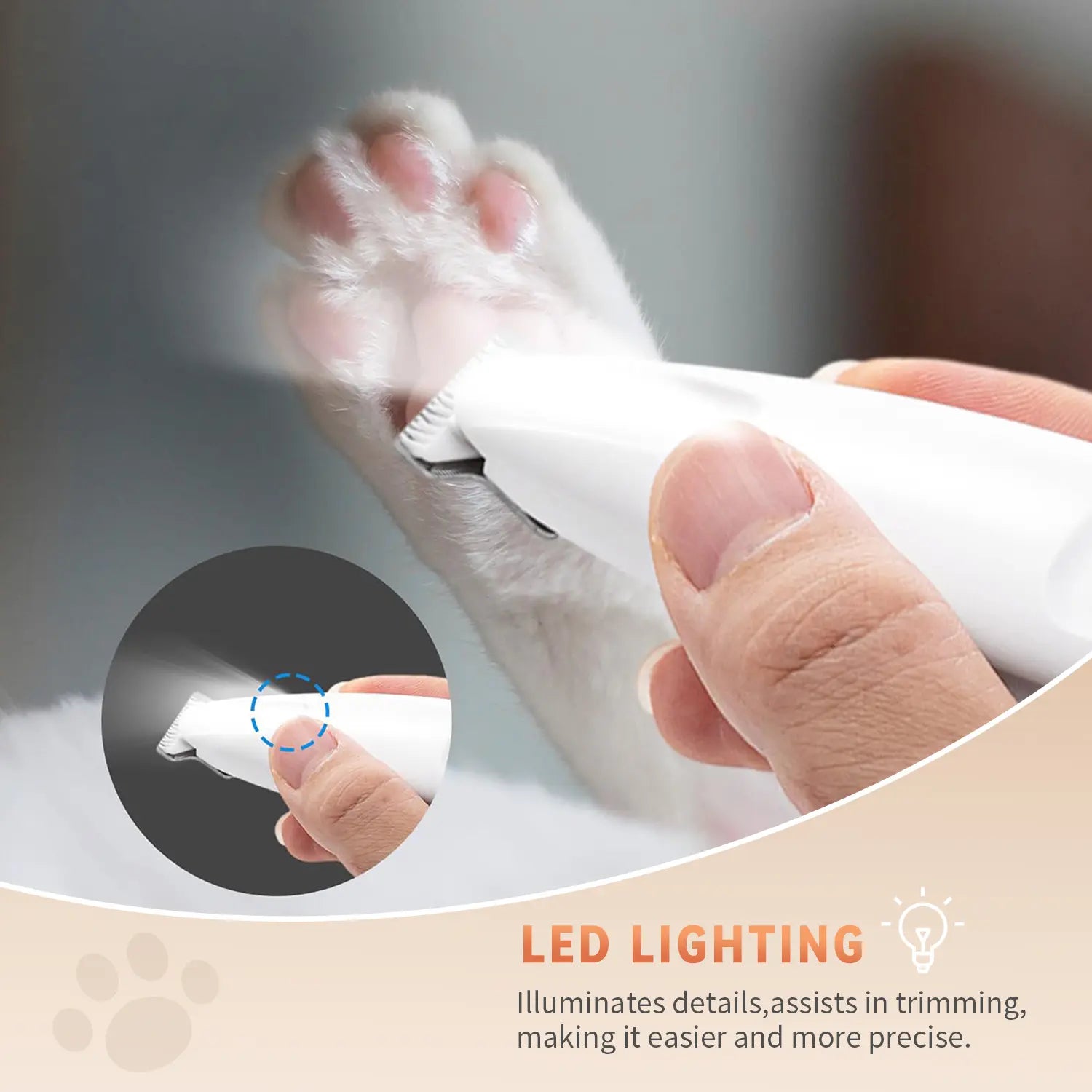 2026 New Pet Precision with LED Light Low Noise IP68 Waterproof Dual-Speed Motor 18Mm Blade 5000-6000 RPM Ultra Quiet 40Db Safe Trimming for Sensitive Zones Trimmer Hair Professional Dog Set Cat