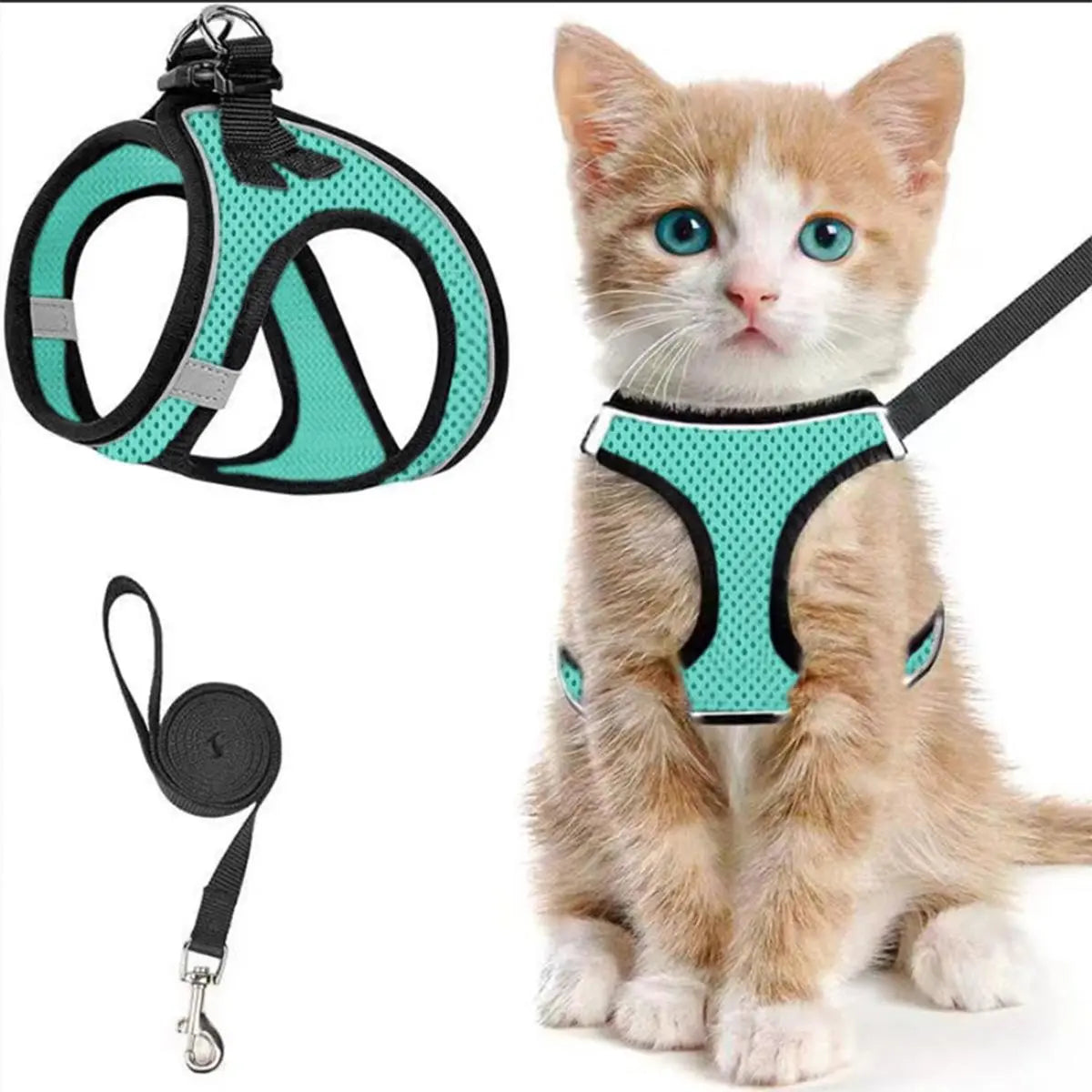 Adjustable Pet Harness & Leash Set, Breathable Mesh Cat Harness with Leash, Pet Supplies for Outdoor Walking