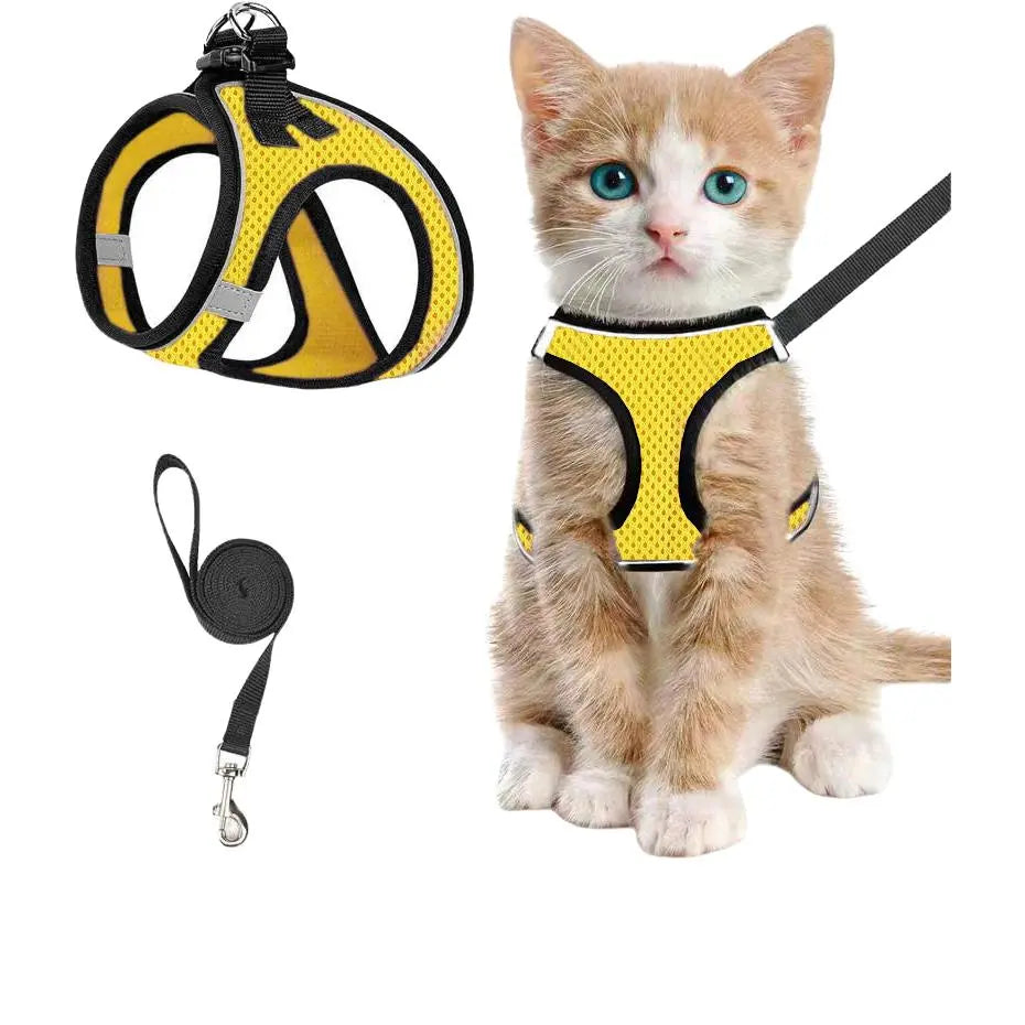 Adjustable Pet Harness & Leash Set, Breathable Mesh Cat Harness with Leash, Pet Supplies for Outdoor Walking