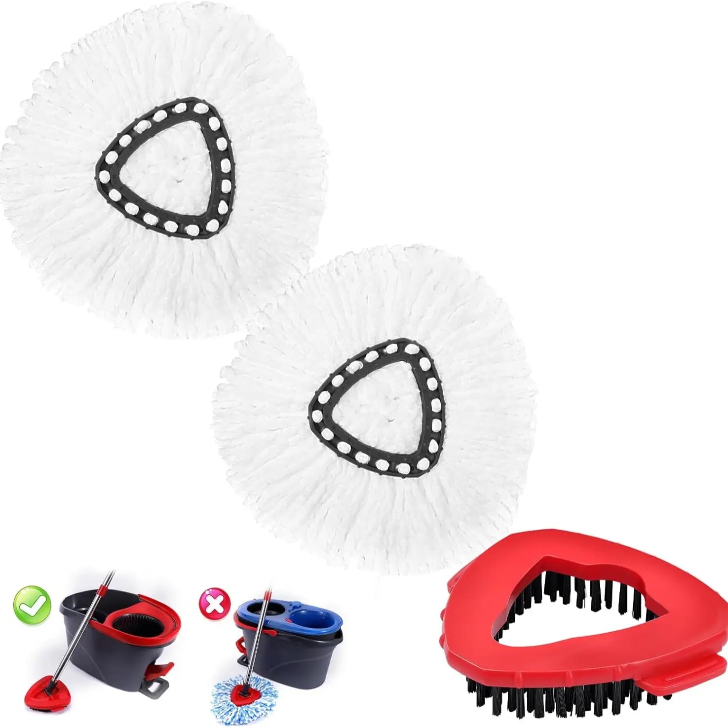 Spin Mop Head Replacement & Shower Floor Scrubber for O Cedar 1-Tank System Microfiber Mop Heads Easy Cleaning Floor Head Mop Set with 4 Refills 30-58In Handle for Wood Tile Laminate Marble Reusable Mop Pads Lightweight Flat Mop, Pack, Mop Head Refill