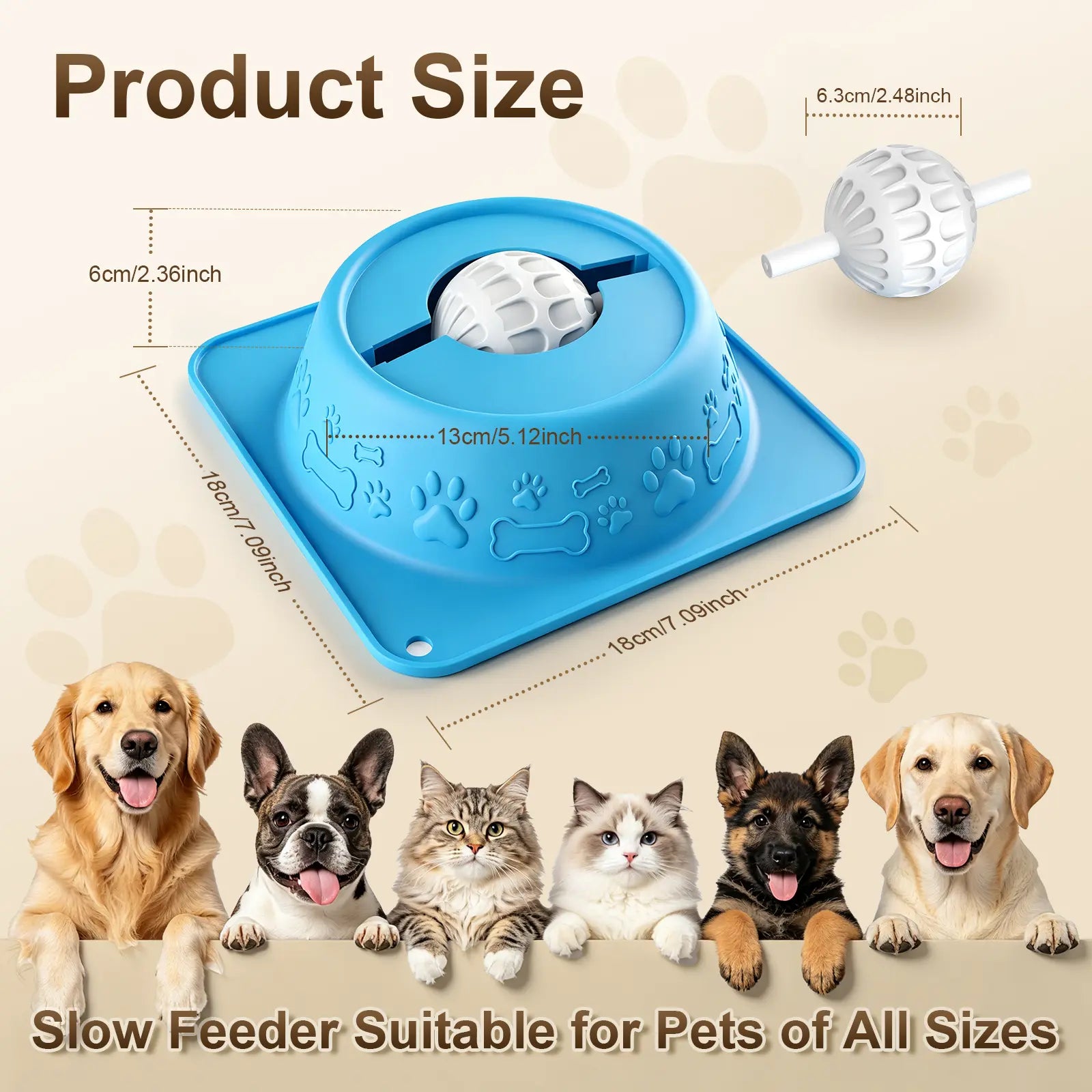 Slow Feeder Dog Bowl for Liquid Treats, Anti-Slip Lick Bowl, Bone Broth and Yogurt Puzzle Feeder, No Spill Pet Bowl Pup Lick Toy for Large Medium Small Dogs and Cats, Anxiety Relief, Blue #Summervibes
