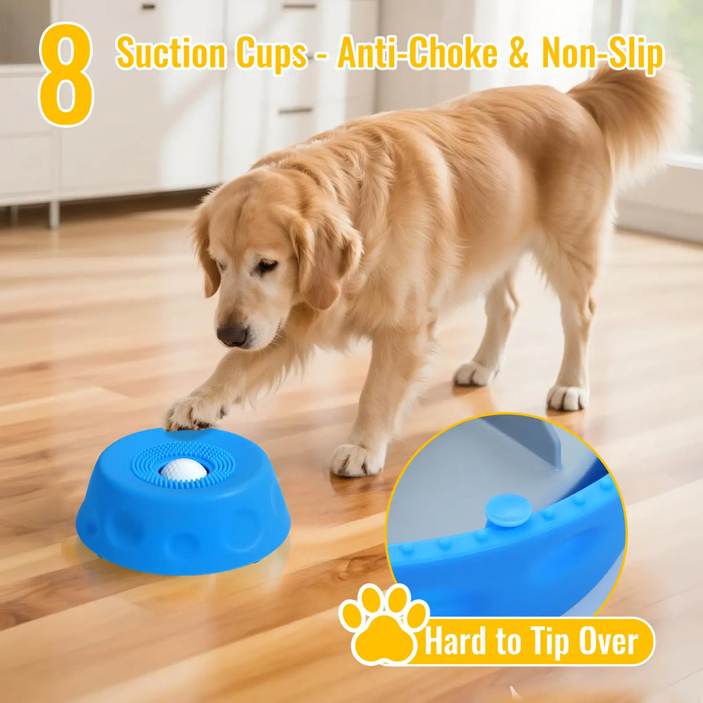 #Summervibes 3-In-1 Suction Slow Feeder Dog Bowl, No-Spill Licking Mat with Built-In Treat Ball & Cleaning Brush, Interactive Anti-Slip Dog Bowl for Yogurt, Peanut Butter & Liquid Treats