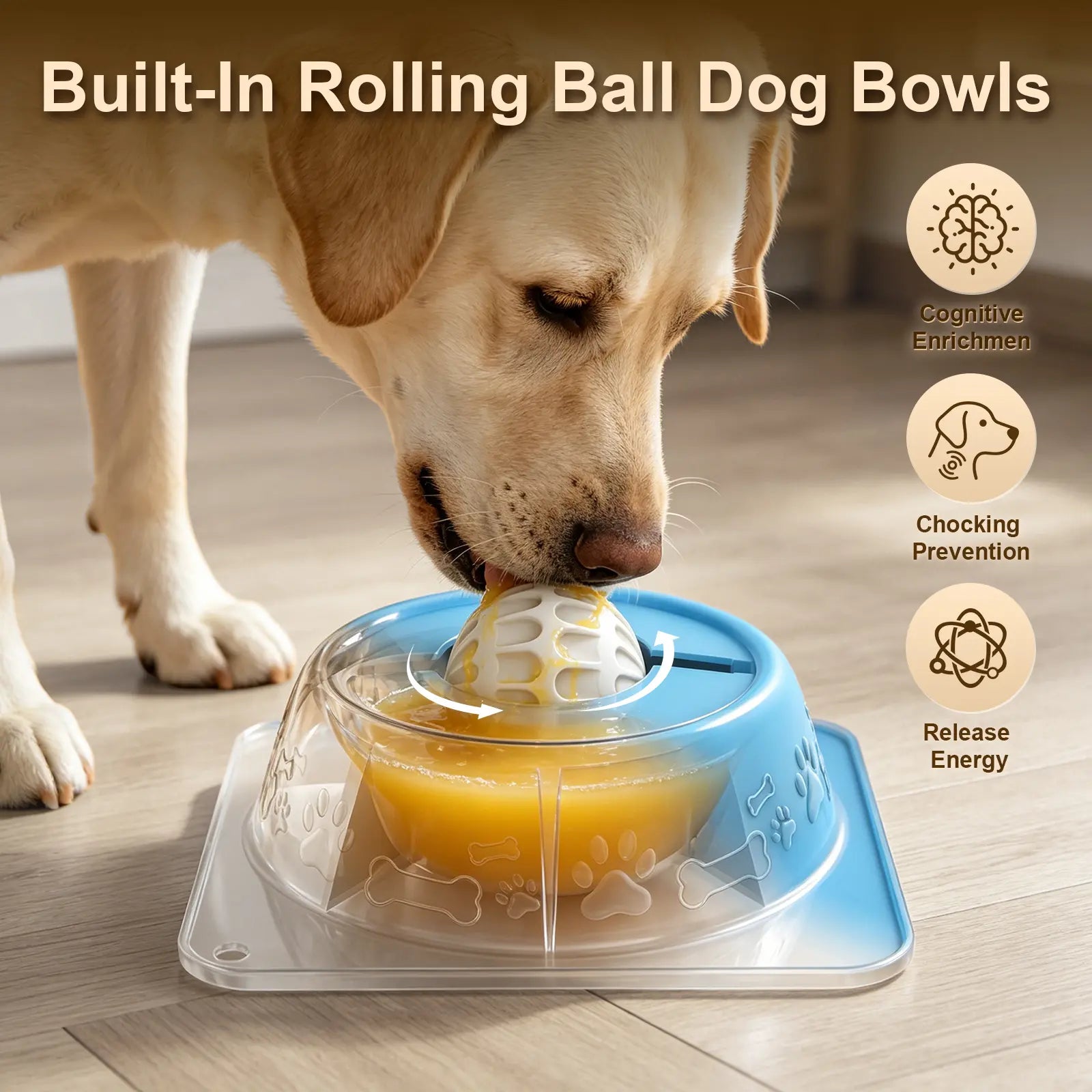 Slow Feeder Dog Bowl for Liquid Treats, Anti-Slip Lick Bowl, Bone Broth and Yogurt Puzzle Feeder, No Spill Pet Bowl Pup Lick Toy for Large Medium Small Dogs and Cats, Anxiety Relief, Blue #Summervibes