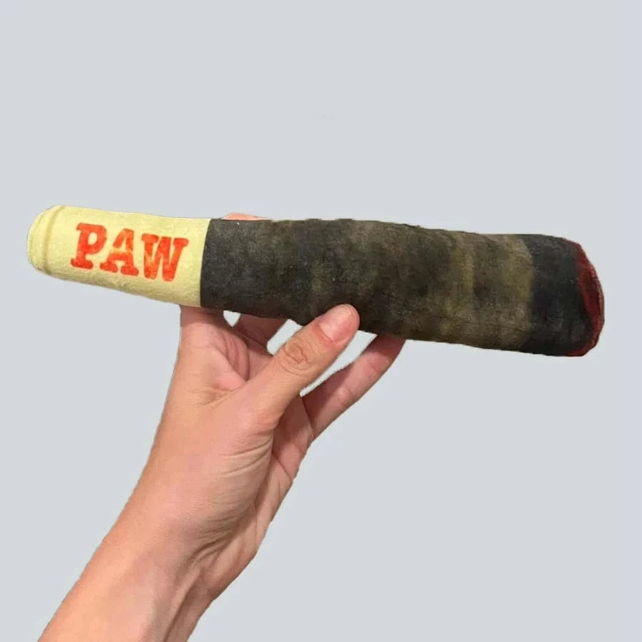 Cigar Plush Dog Toy - Squeaky Chew Toy for Small & Medium Dogs