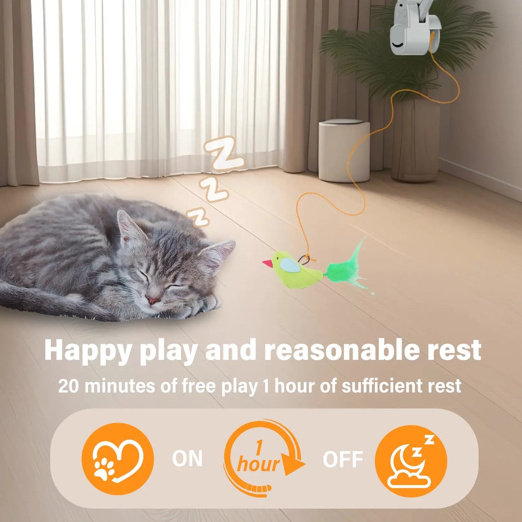 CATPICK Interactive Cat Toy for Indoor Cats - Best Kitten & Adult Cat Enrichment Stimulation Toy with Electric Flying Bird Feather Wand