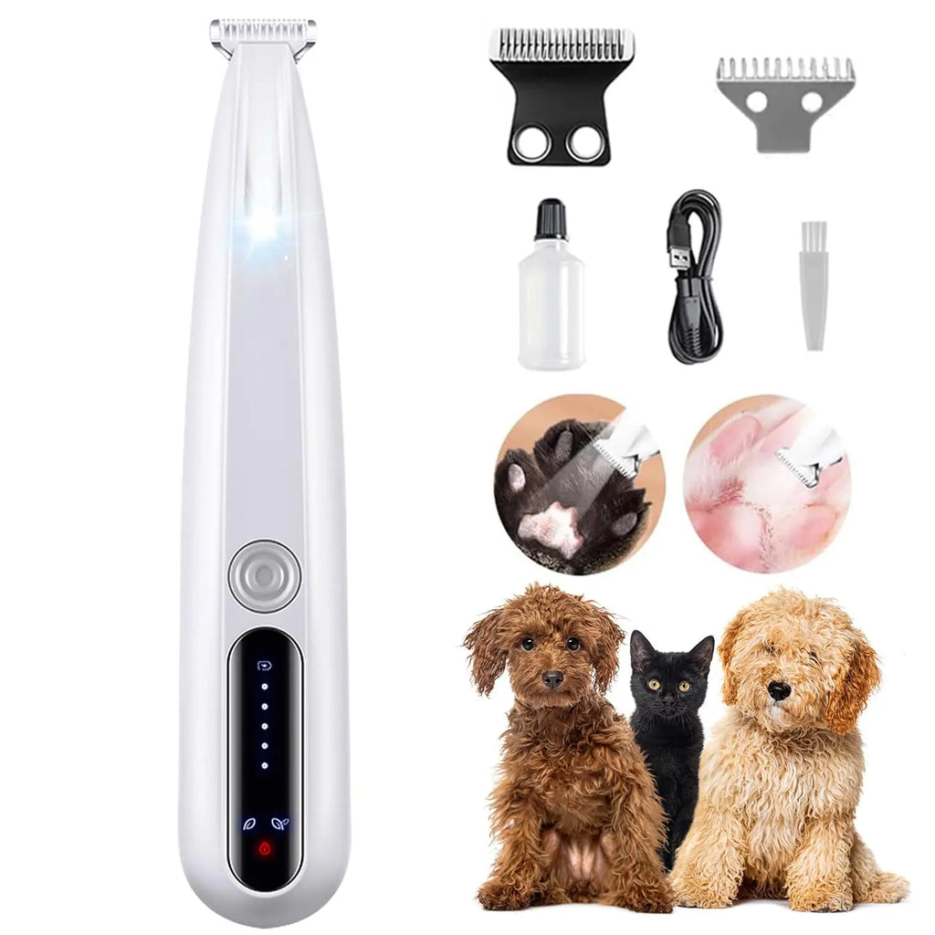 2026 New Pet Precision with LED Light Low Noise IP68 Waterproof Dual-Speed Motor 18Mm Blade 5000-6000 RPM Ultra Quiet 40Db Safe Trimming for Sensitive Zones Trimmer Hair Professional Dog Set Cat