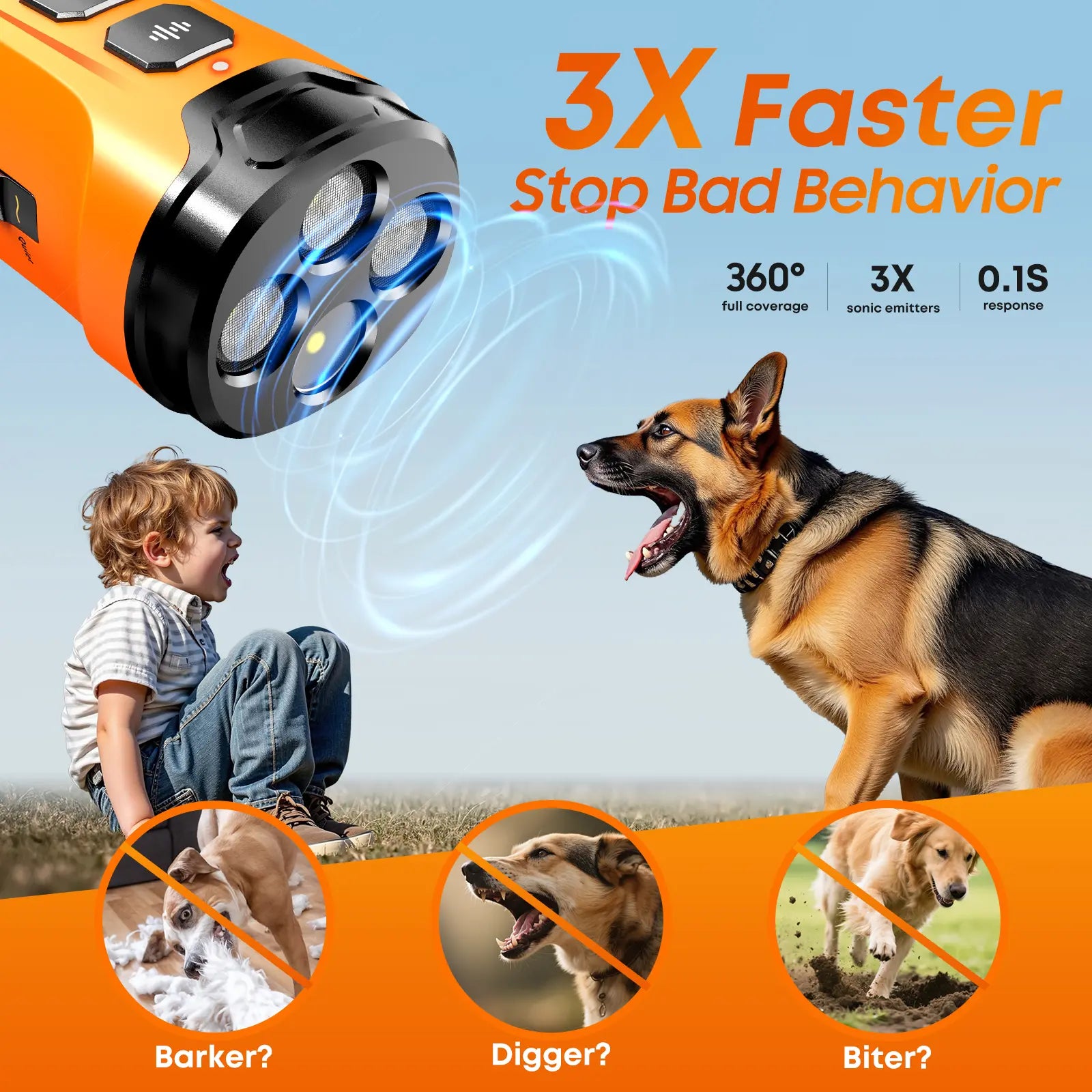 Dog Bark Deterrent Device, Ultrasonic Anti-Barking Devices with 3X Sonic Emitters, Dual-Frequency Bark Control, Flashlight & Sound Modes, Humane No-Bark Trainer, Safety Lock, USB-C Rechargeable #Summervibes #Petlovers
