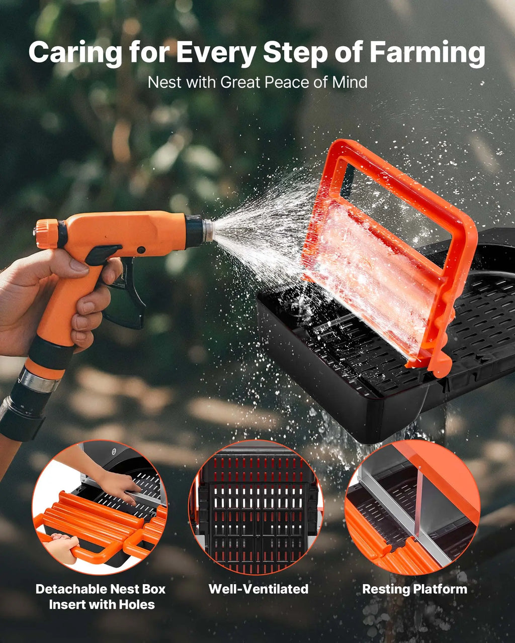 【Summervibes】Vevor Chicken Nesting Boxes, 2 Compartments, Easy Egg Collection, Wall Mount, Easy to Assemble, Galvanized Steel and High-Strength Plastic, Roll Away Nesting Boxes for Chickens Laying Eggs, Orange