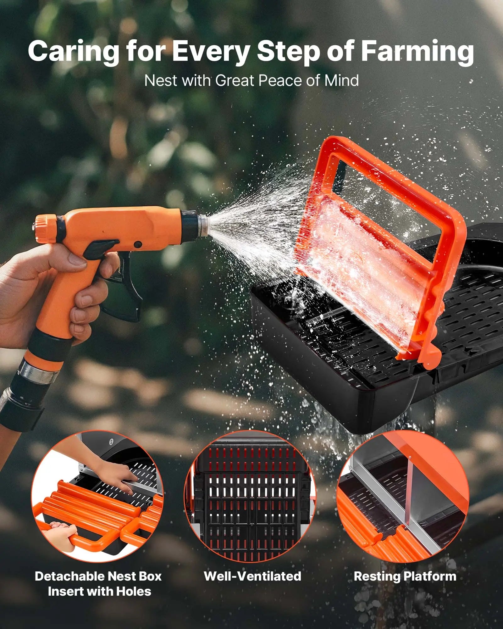 【Summervibes】Vevor Chicken Nesting Boxes, 2 Compartments, Easy Egg Collection, Wall Mount, Easy to Assemble, Galvanized Steel and High-Strength Plastic, Roll Away Nesting Boxes for Chickens Laying Eggs, Orange
