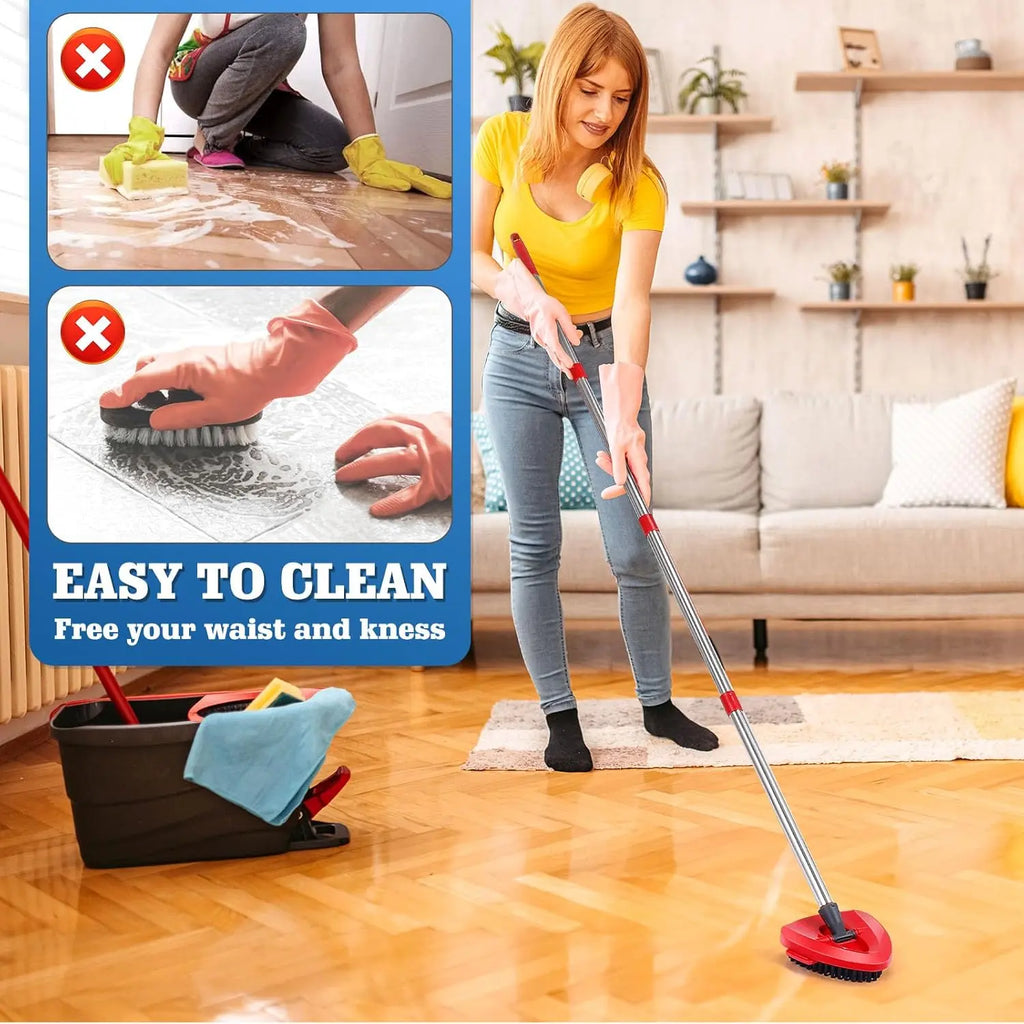 Spin Mop Head Replacement & Shower Floor Scrubber for O Cedar 1-Tank System Microfiber Mop Heads Easy Cleaning Floor Head Mop Set with 4 Refills 30-58In Handle for Wood Tile Laminate Marble Reusable Mop Pads Lightweight Flat Mop, Pack, Mop Head Refill