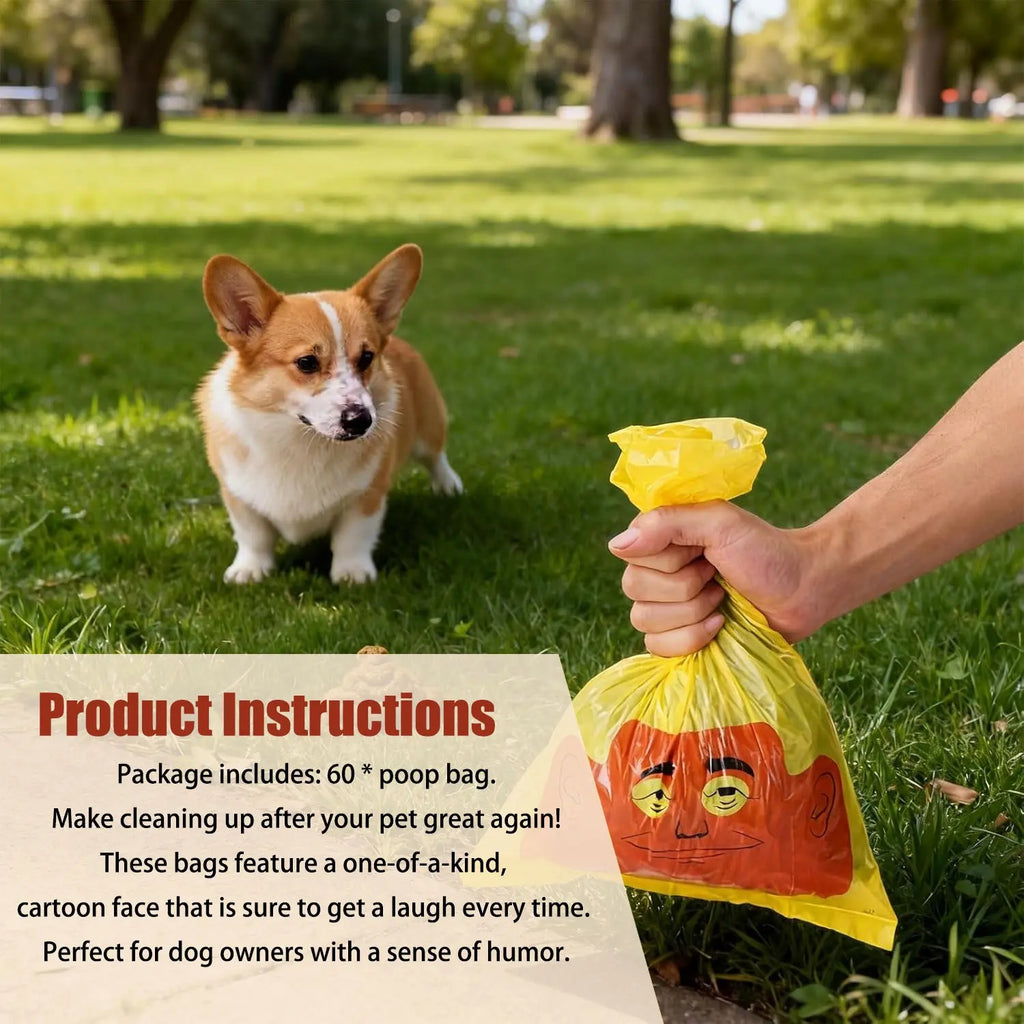 Funny Dog Poop Bags Rolls 60 Count, Prank Poop Bags for Dogs, Dog Bags, Pet Waste Bags, Loose Roll Packaging