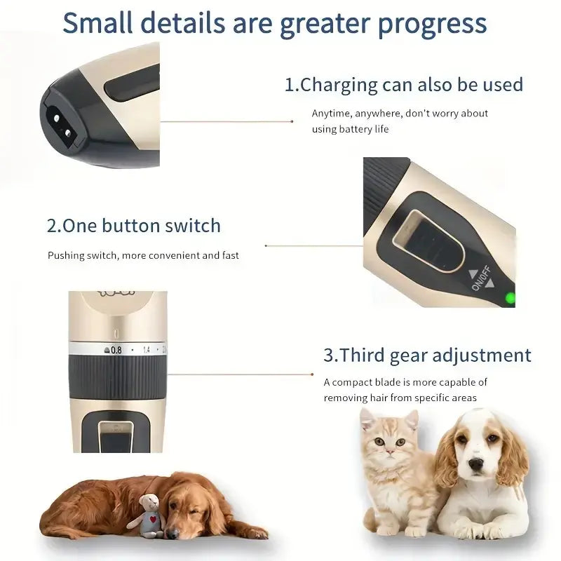 Pet Electric Clipper Set for Dogs and Cats, Specialized Grooming Tools for Teddy Breeds, Perfect Christmas Gift for Pet Owners, Grooming Trimming Tool