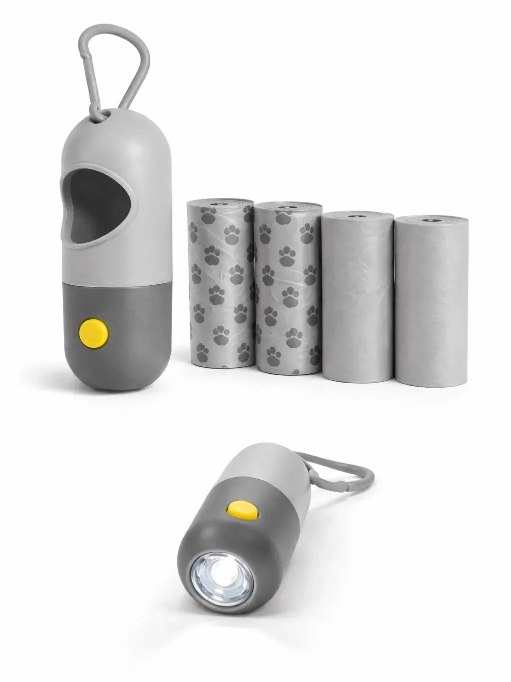 Dog Poop Bag Dispenser Set with Light (5 Rolls)