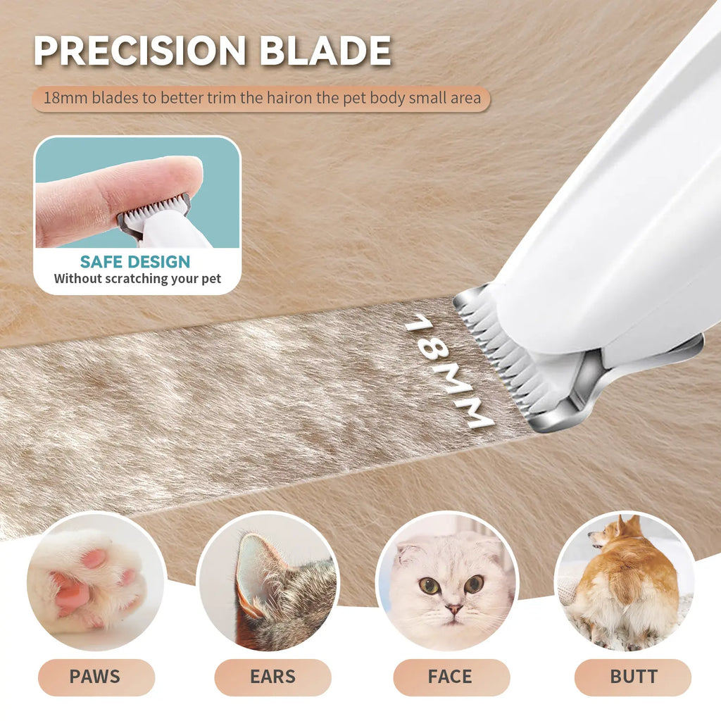 2026 New Pet Precision with LED Light Low Noise IP68 Waterproof Dual-Speed Motor 18Mm Blade 5000-6000 RPM Ultra Quiet 40Db Safe Trimming for Sensitive Zones Trimmer Hair Professional Dog Set Cat