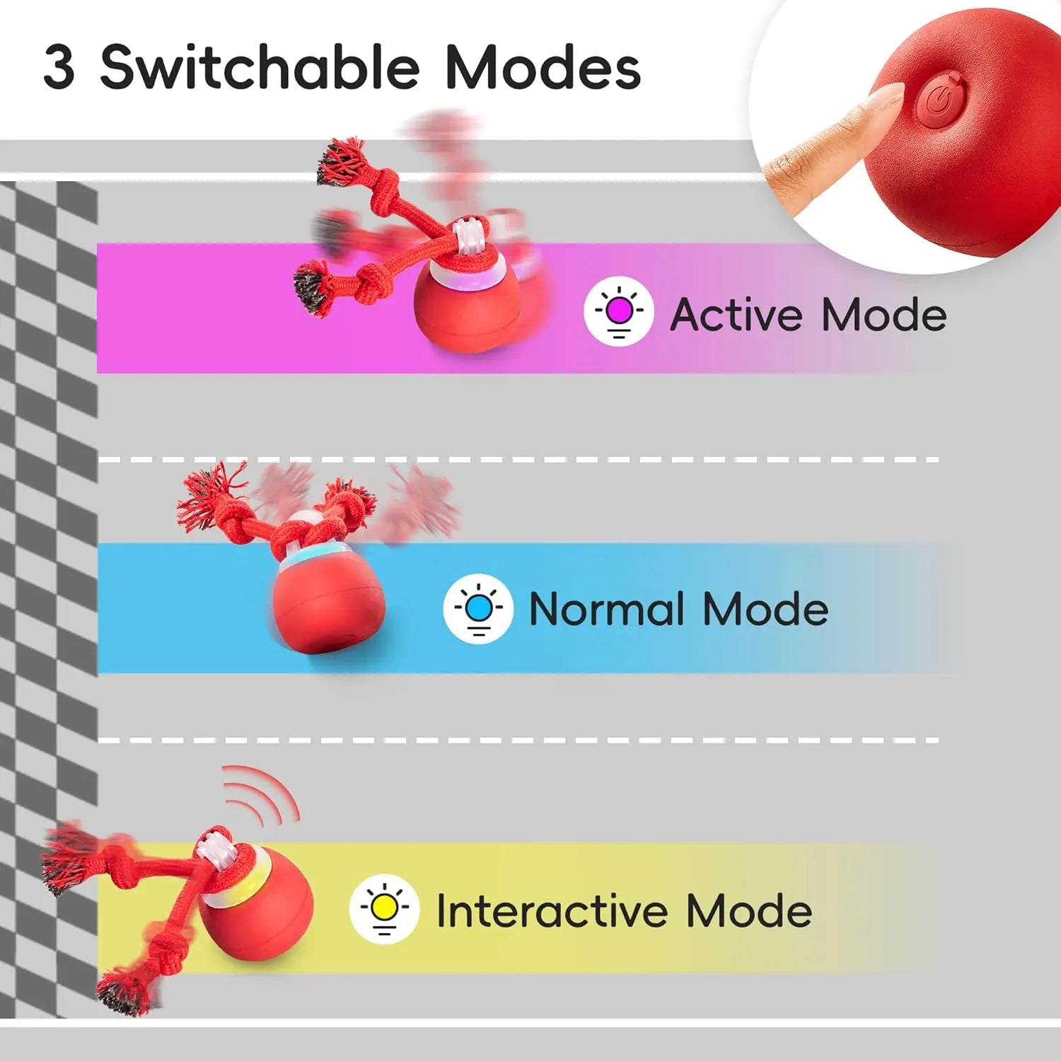 Potaroma Dog Ball Toys Touch Activated, Rechargeable, Squeaky Dog Toy, Interactive Moving Ball for Pup with Rope for Medium Small Dogs Puppy Dark Red,Interactive Training Ball #Summervibes #Petlovers