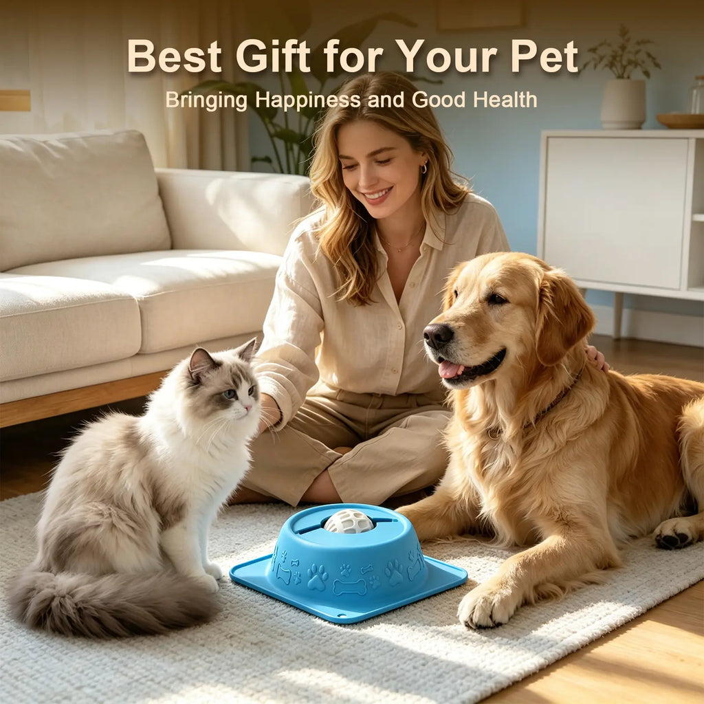 Slow Feeder Dog Bowl for Liquid Treats, Anti-Slip Lick Bowl, Bone Broth and Yogurt Puzzle Feeder, No Spill Pet Bowl Pup Lick Toy for Large Medium Small Dogs and Cats, Anxiety Relief, Blue #Summervibes