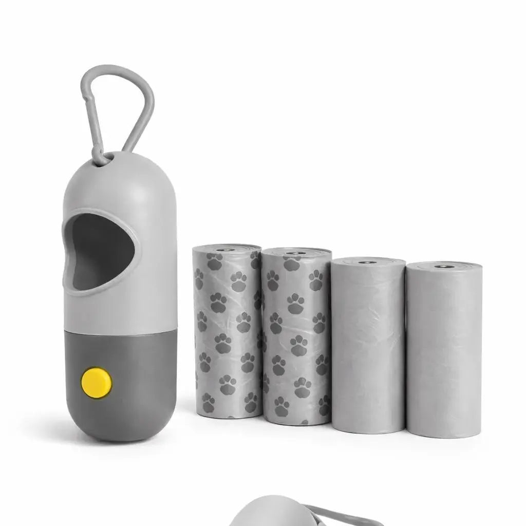 Dog Poop Bag Dispenser Set with Light (5 Rolls)