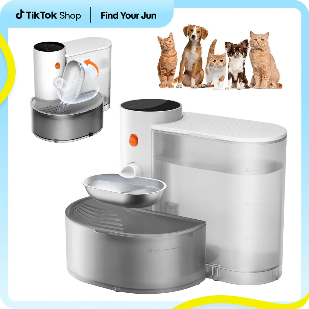 Smart Self-Refill Pet Water Fountain, Stainless Steel Bowl, 2025 New Arrival,Automatic Pet Water Dispenser, Pet Feeding Supplies for Small Dogs&Cats, Kitten Drinking Fountain, Dog&Cat Accessories, Cat Stuff, Petlife., Automatic Dispenser,Summervibes