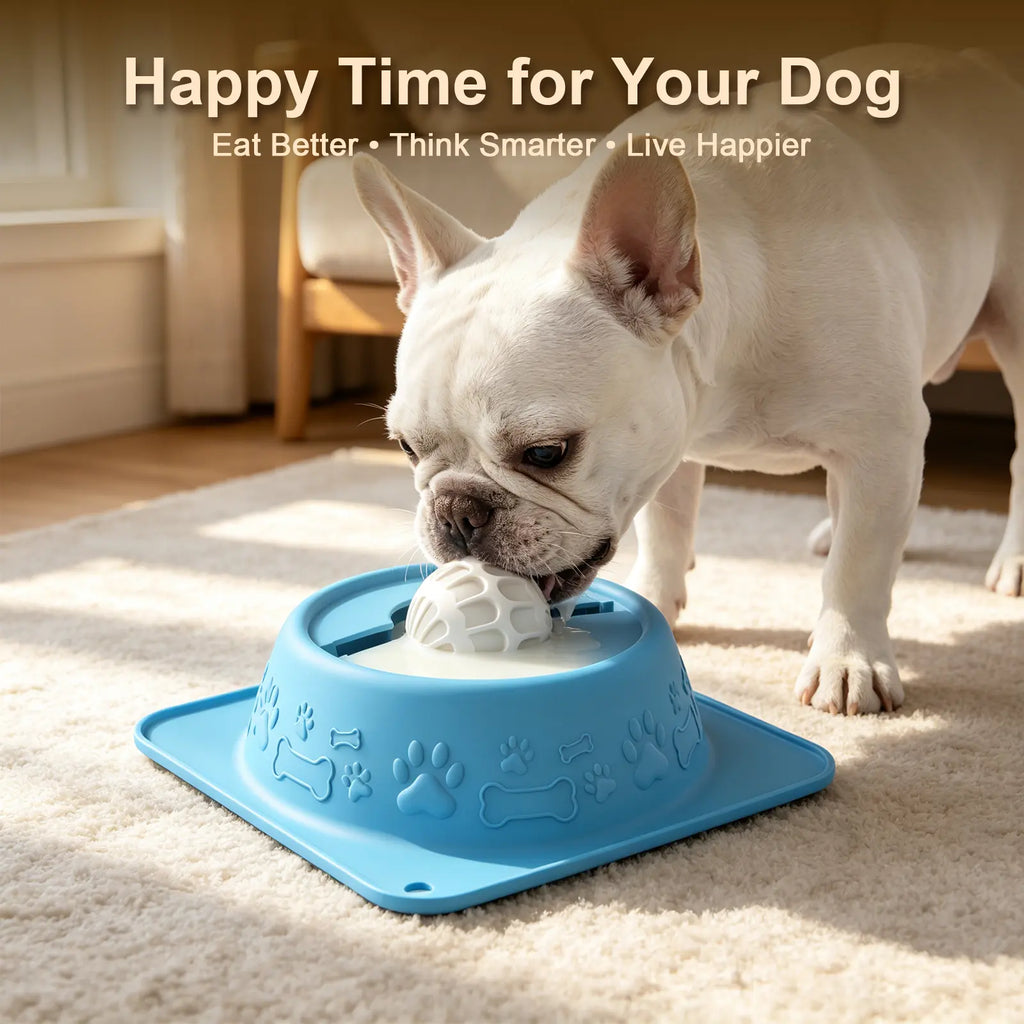 Slow Feeder Dog Bowl for Liquid Treats, Anti-Slip Lick Bowl, Bone Broth and Yogurt Puzzle Feeder, No Spill Pet Bowl Pup Lick Toy for Large Medium Small Dogs and Cats, Anxiety Relief, Blue #Summervibes