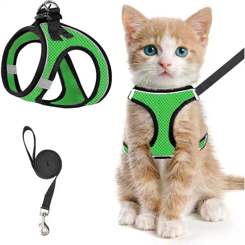 Adjustable Pet Harness & Leash Set, Breathable Mesh Cat Harness with Leash, Pet Supplies for Outdoor Walking